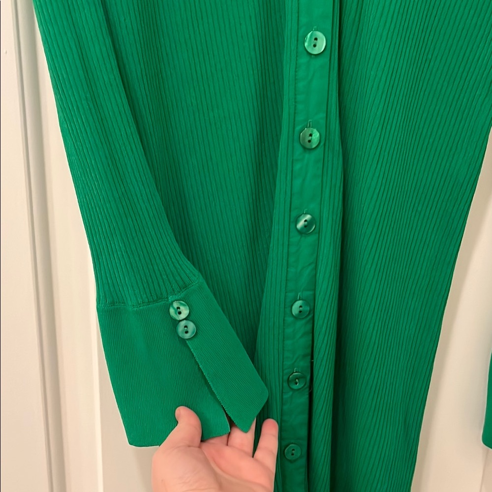 Green Button-Up Dress - Picture 3 of 4